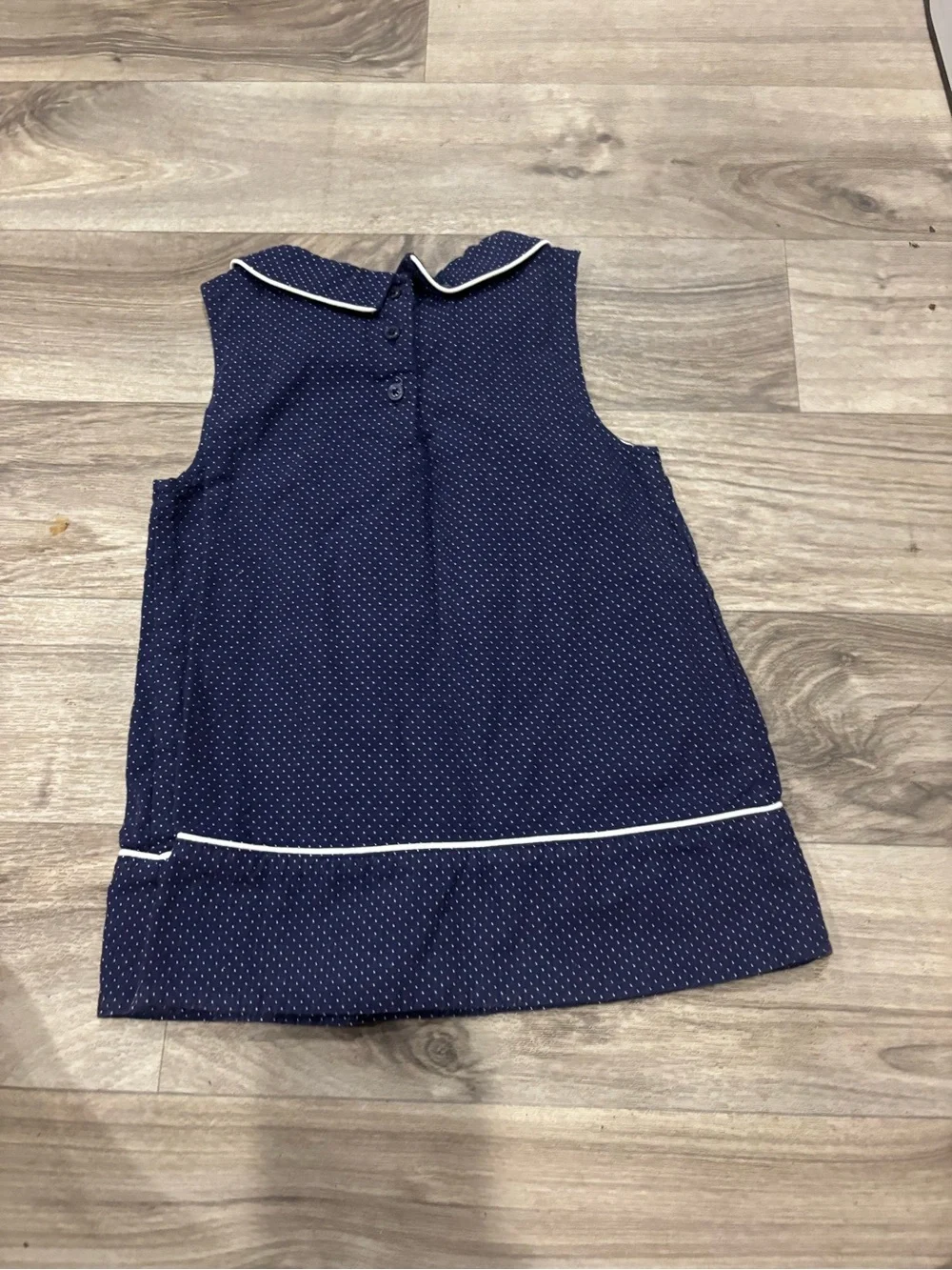 Gymboree Navy Dot Peter Pan Collar Dress with White Trim